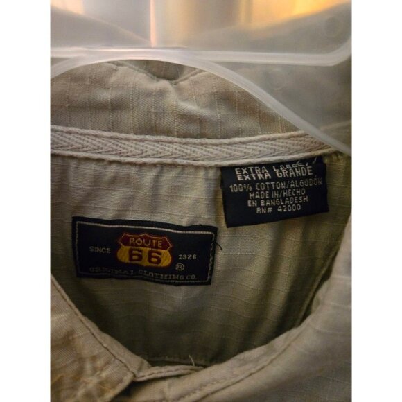 MT # 1005, Men's XL, Rugged Beige Route 66 Since 1926 Long Sleeve, Large Pockets - Picture 2 of 4